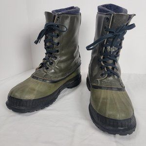 Sorel Mark V Kaufman Leather Wool Lined Winter Boots Green Mens 9